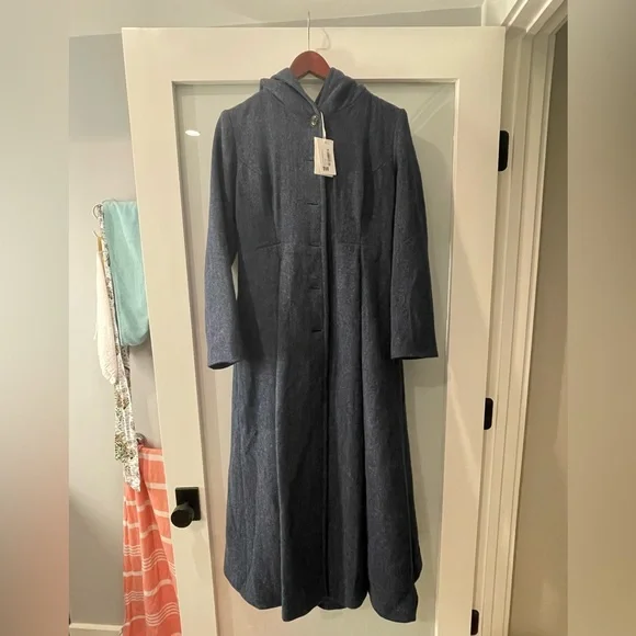 Linennaive My Fair Lady 26 Hooded Wool Coat size medium in Starry Blue NWT - Picture 6 of 8